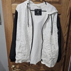 White and Black Zip-Up Hoodie